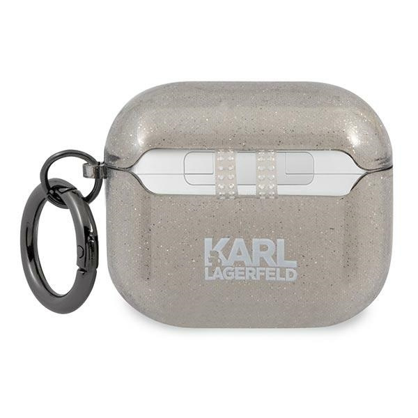 KARL Puzdro Apple AirPods 3 Cover Glitter Karl`s Head Black Case